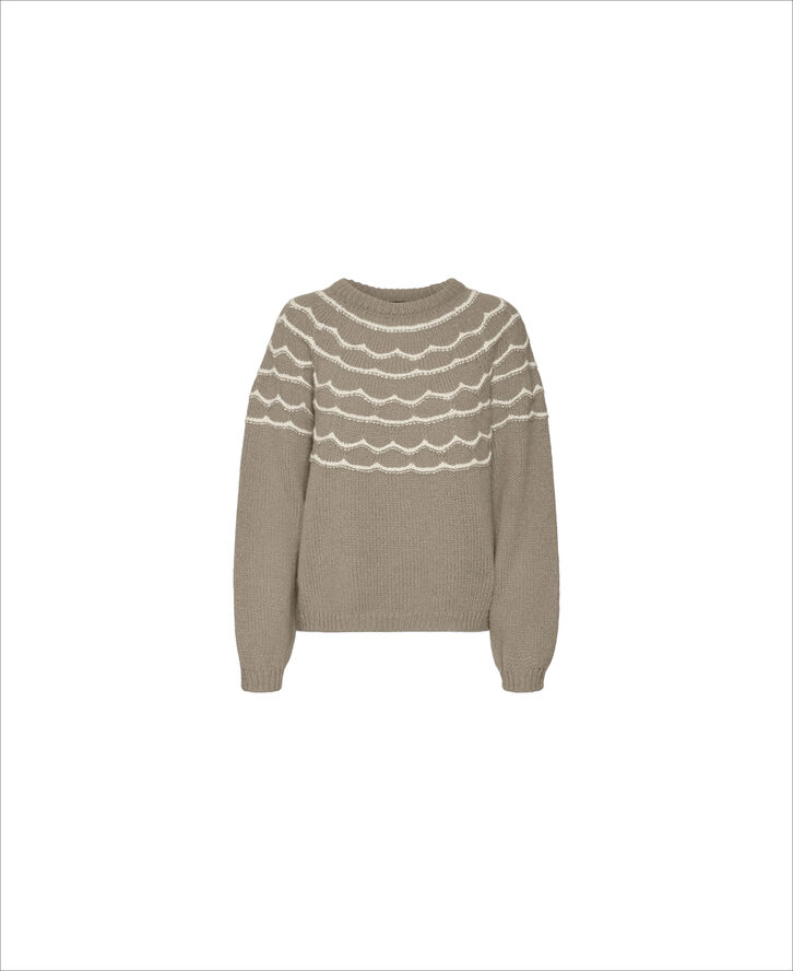 Vero Moda VMCHARMAINE LS O-NECK PULLOVER GA B Silver mink/w. birch