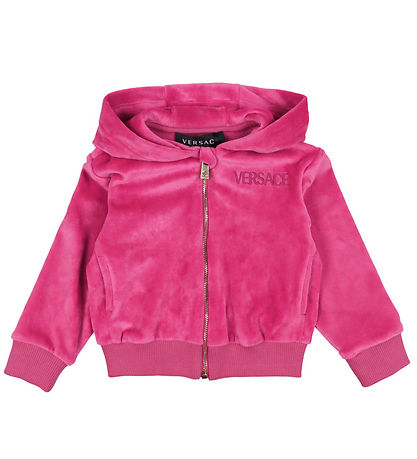 Versace Cardigan - Velours - Fuchsia m. Logo