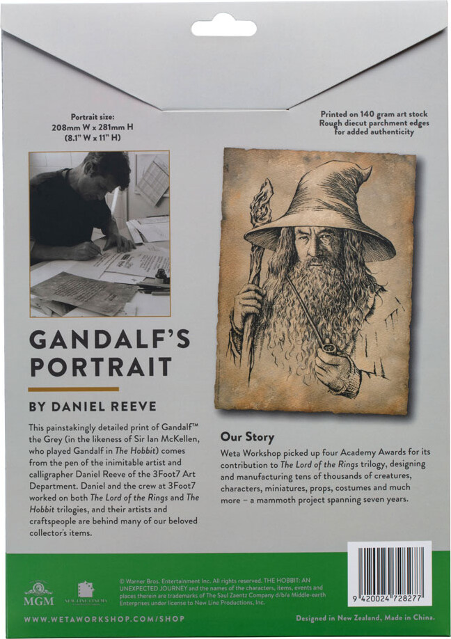 Hobbitten / The Hobbit Plakat - Gandalf Portræt - 20 X 28 CM