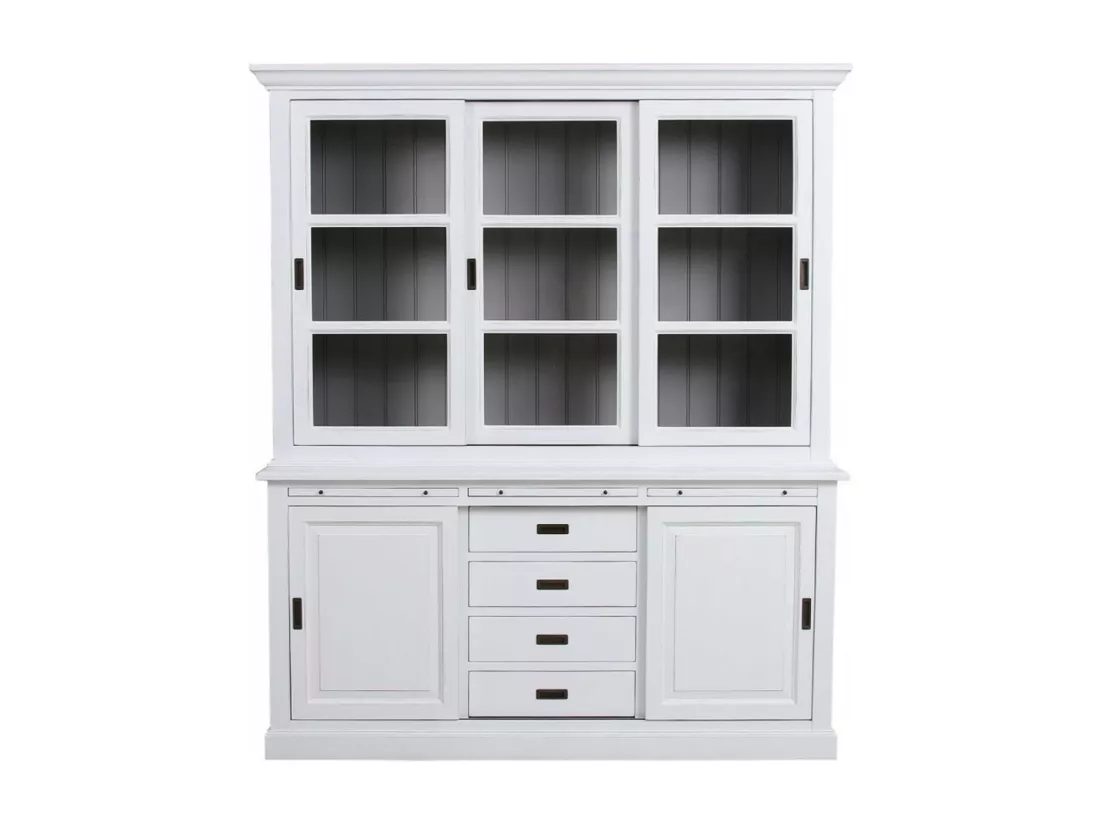 Buffet 3 portes vitrées Bois-MDF Blanc - Rhode Island Interior's
