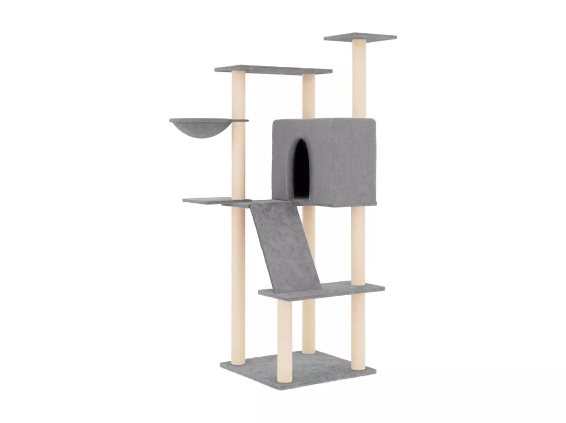 Arbre à chat avec griffoirs en sisal gris clair 143 cm