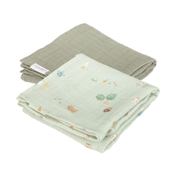 Little Dutch Little Farm Hydrofiel Doek - 70 x 70 cm - Olive - 2 Stuks
