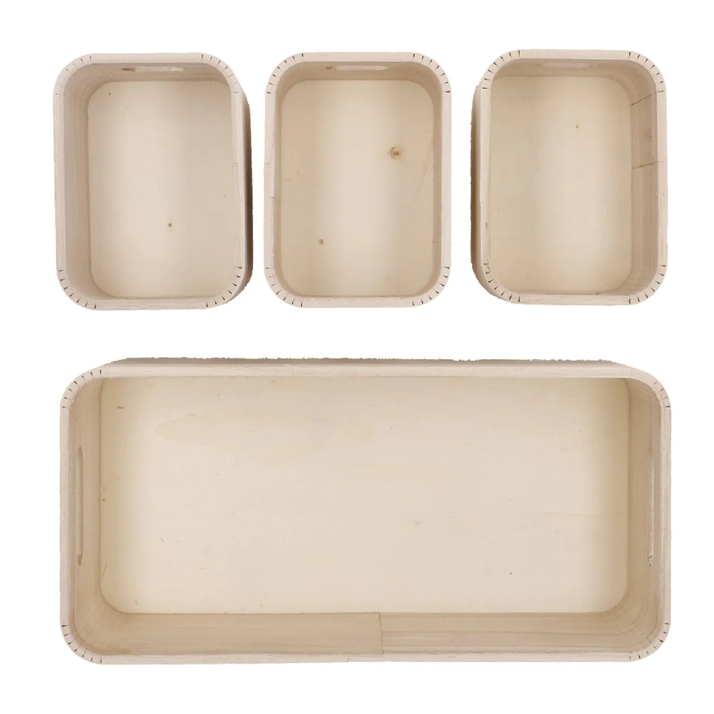 4er Set Kiste, geriffelt/natur