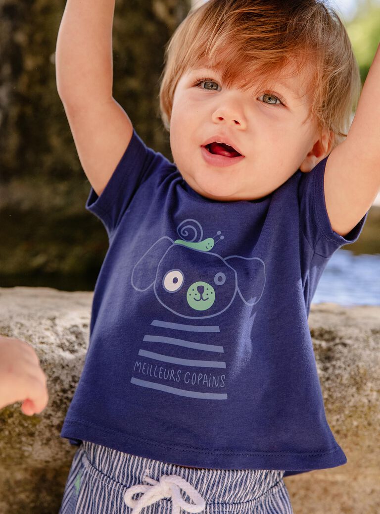 T-shirt bleu nocturne avec animaux