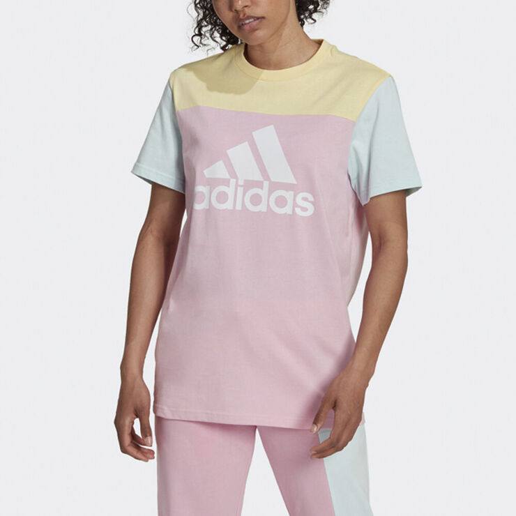 adidas Essentials Colorblock Logo T-Shirt Pink
