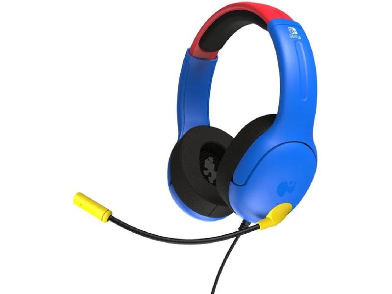 PDP Headset Airlite Mario Blau/Rot Kabelgebundenes Headset für die Nintendo Switch im Super Mario Design
