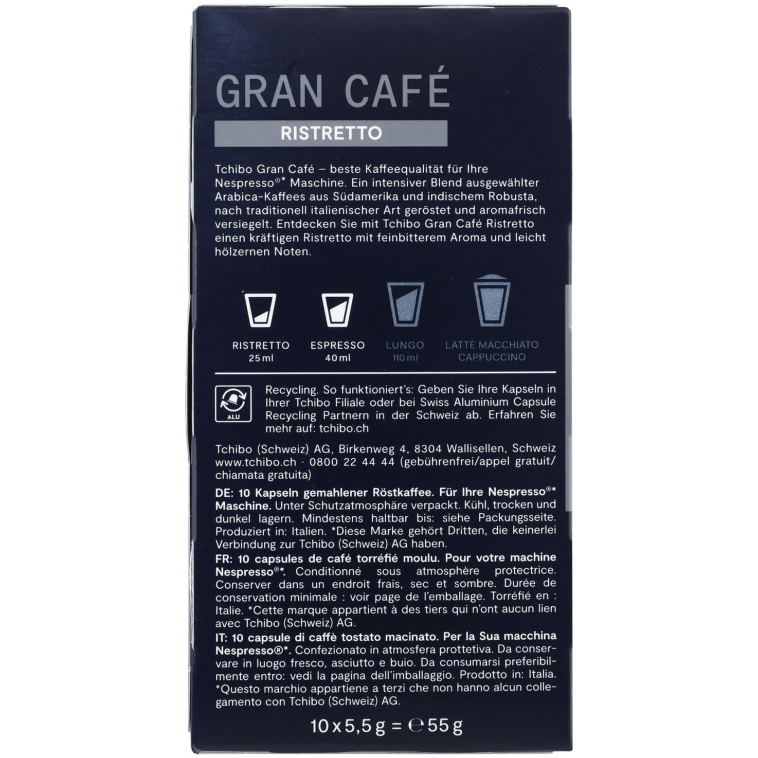 Tchibo Gran Café Ristretto 10 Kapseln - Nespresso kompatibel