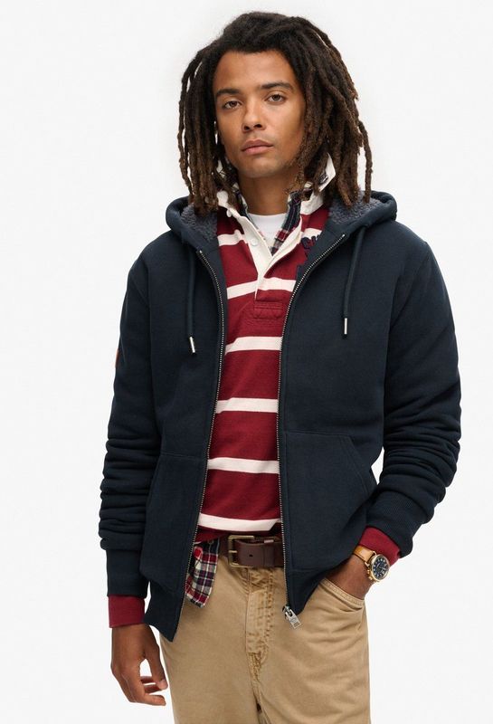 Superdry Sweatvest Borg Lined Navy heren