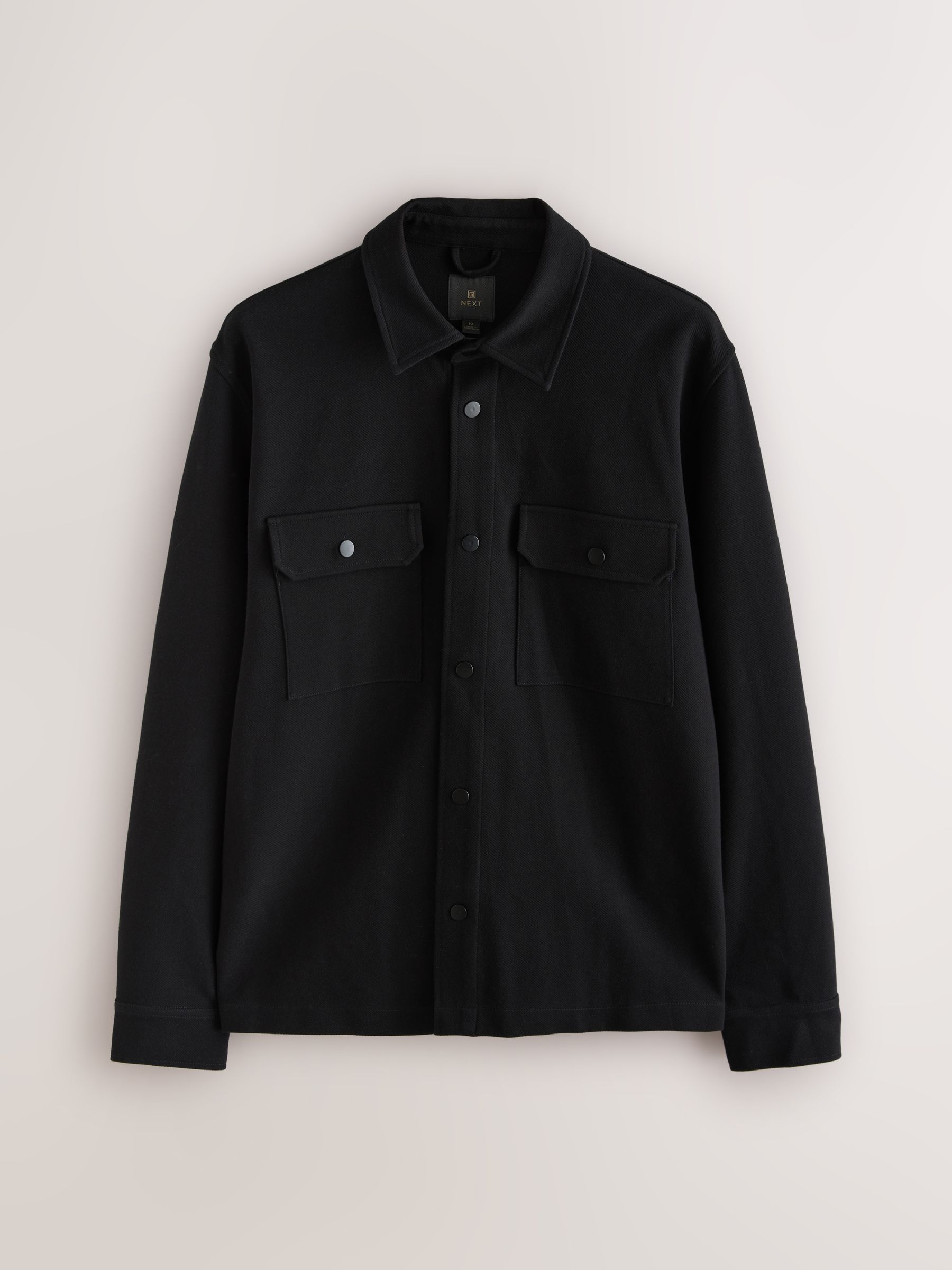 Zwart - Jersey keperstof Overshirt met drukknopen