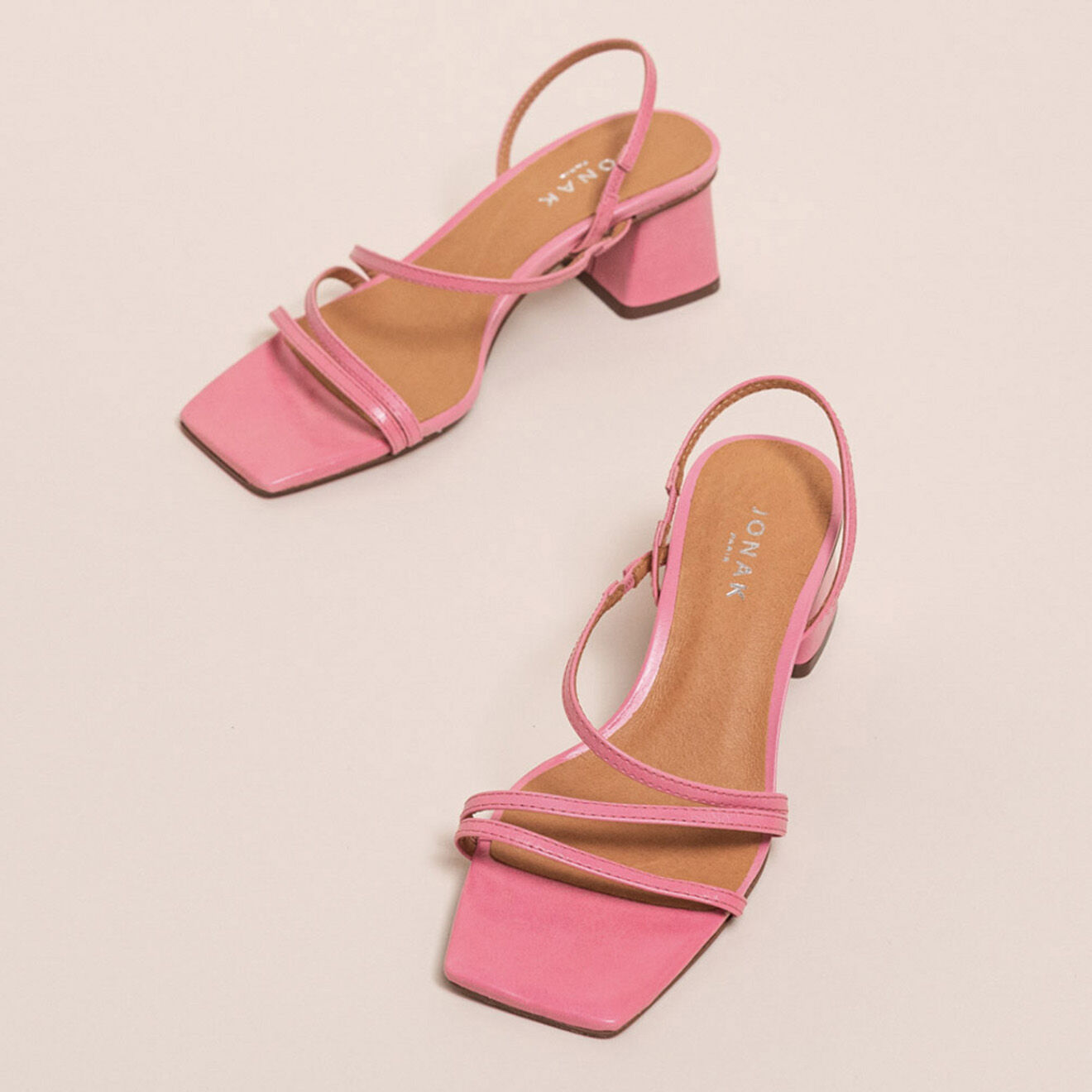 Jonak Sandales en Cuir brillant Bioko roses - Talon 5 cm