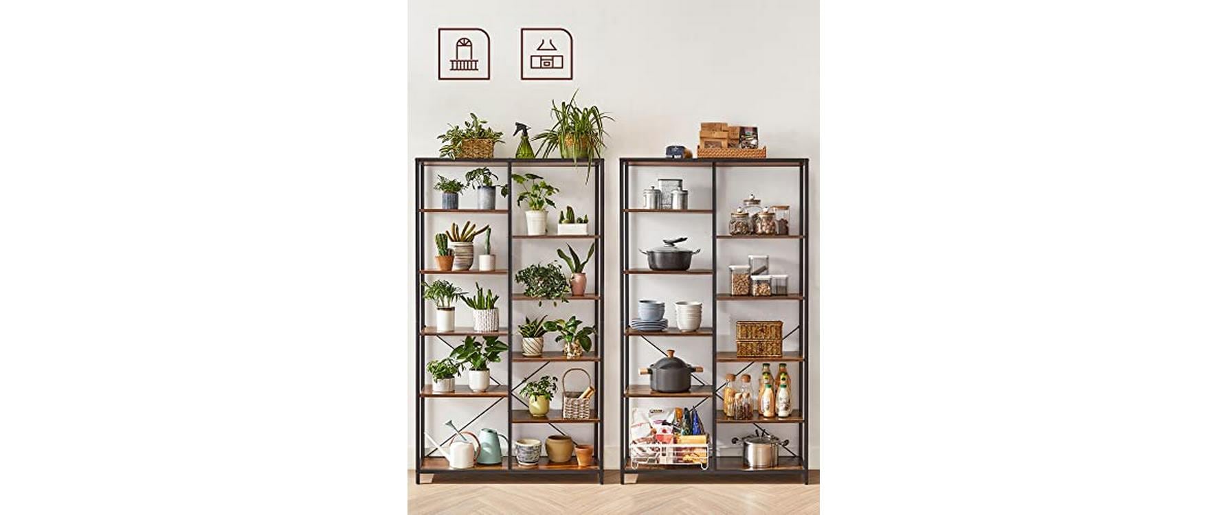 Regal mit 10 Ebenen 100 x 30 x 17 cm, Braun/Schwarz<br>Bücherregal