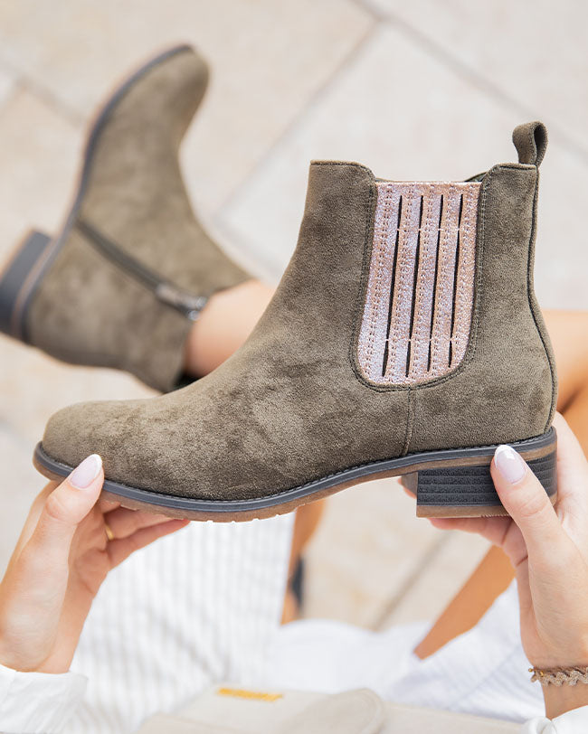 Bottines femme kaki chelsea - Blondie