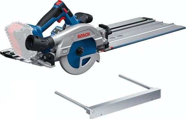Akku-bærbar rundsav GKS 18V-57-2 GX Professional solo   FSN 440 X (blå/sort, uden batteri og oplader, med føringsskinne til tværsnit) - SOLO