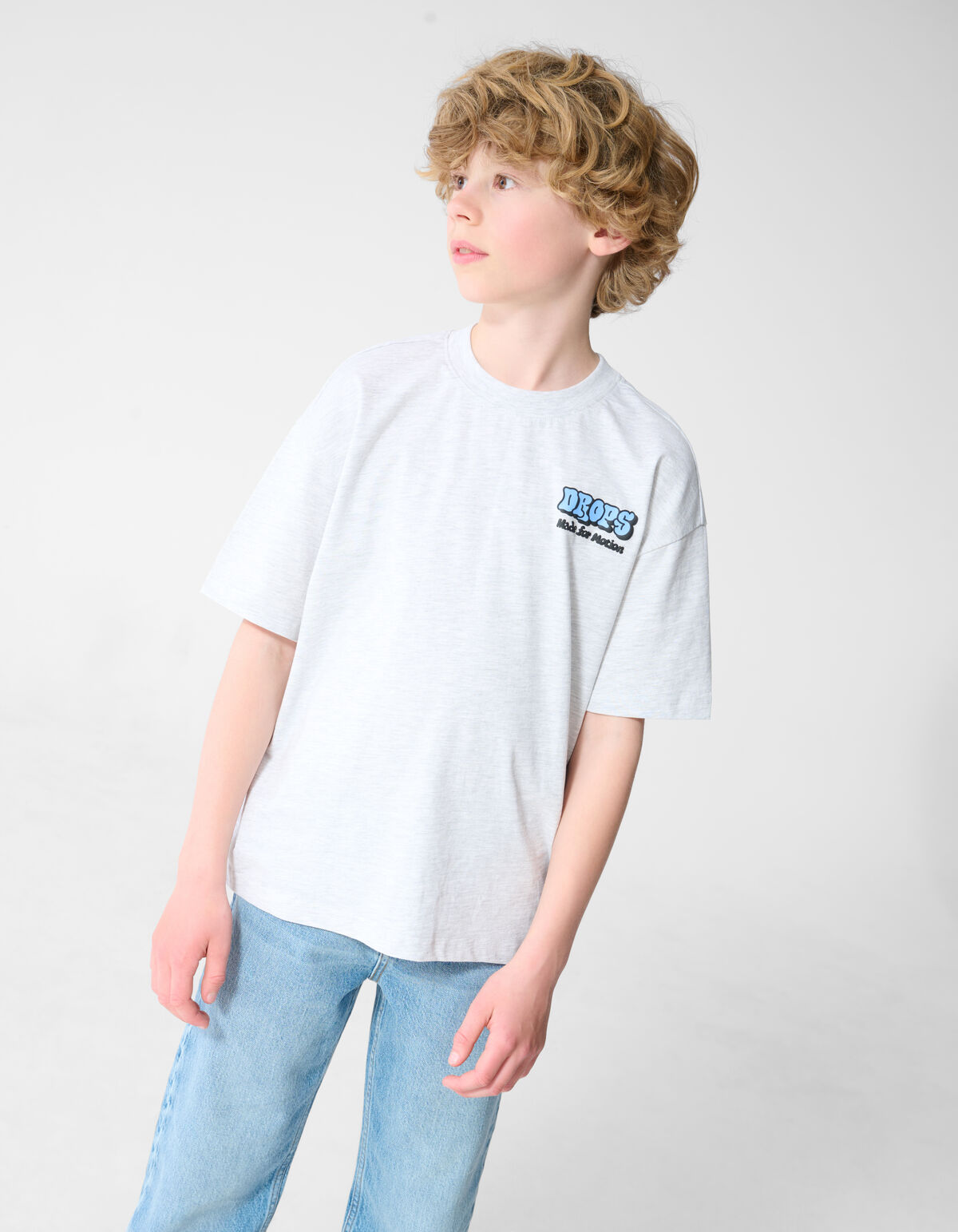 Drops Artwork T-shirt Lichtgrijs