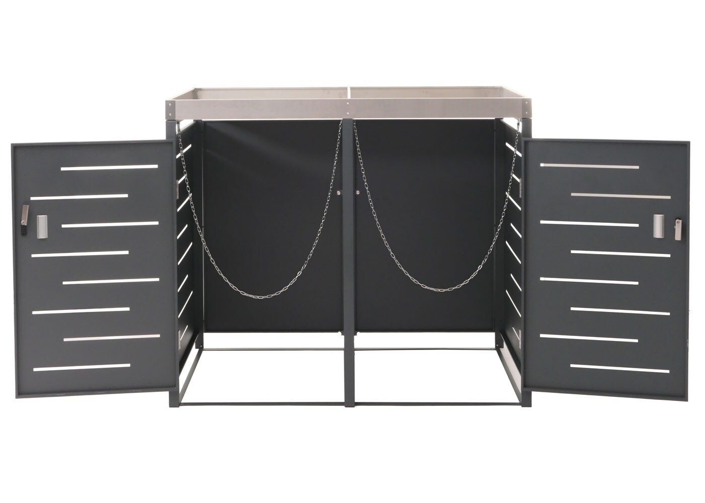 XL 2er-/4er-Mülltonnenverkleidung MCW-H40, Mülltonnenbox, Pflanzkasten Edelstahl-Metall 63kg 125x140x102cm erweiterbar