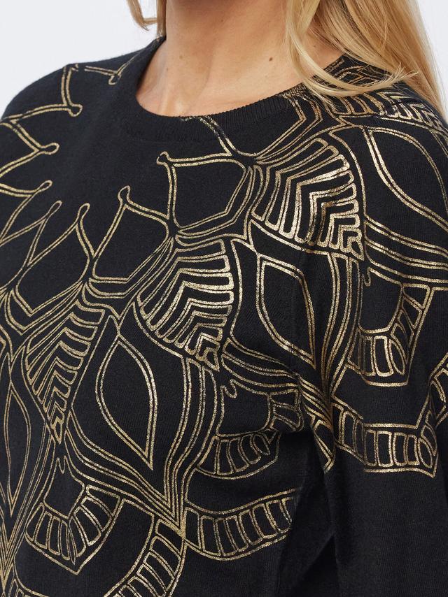 Pullover mit abstraktem Goldfolienprint