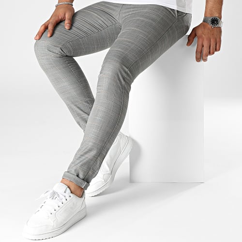 Pantalon Chino A Carreaux Gris