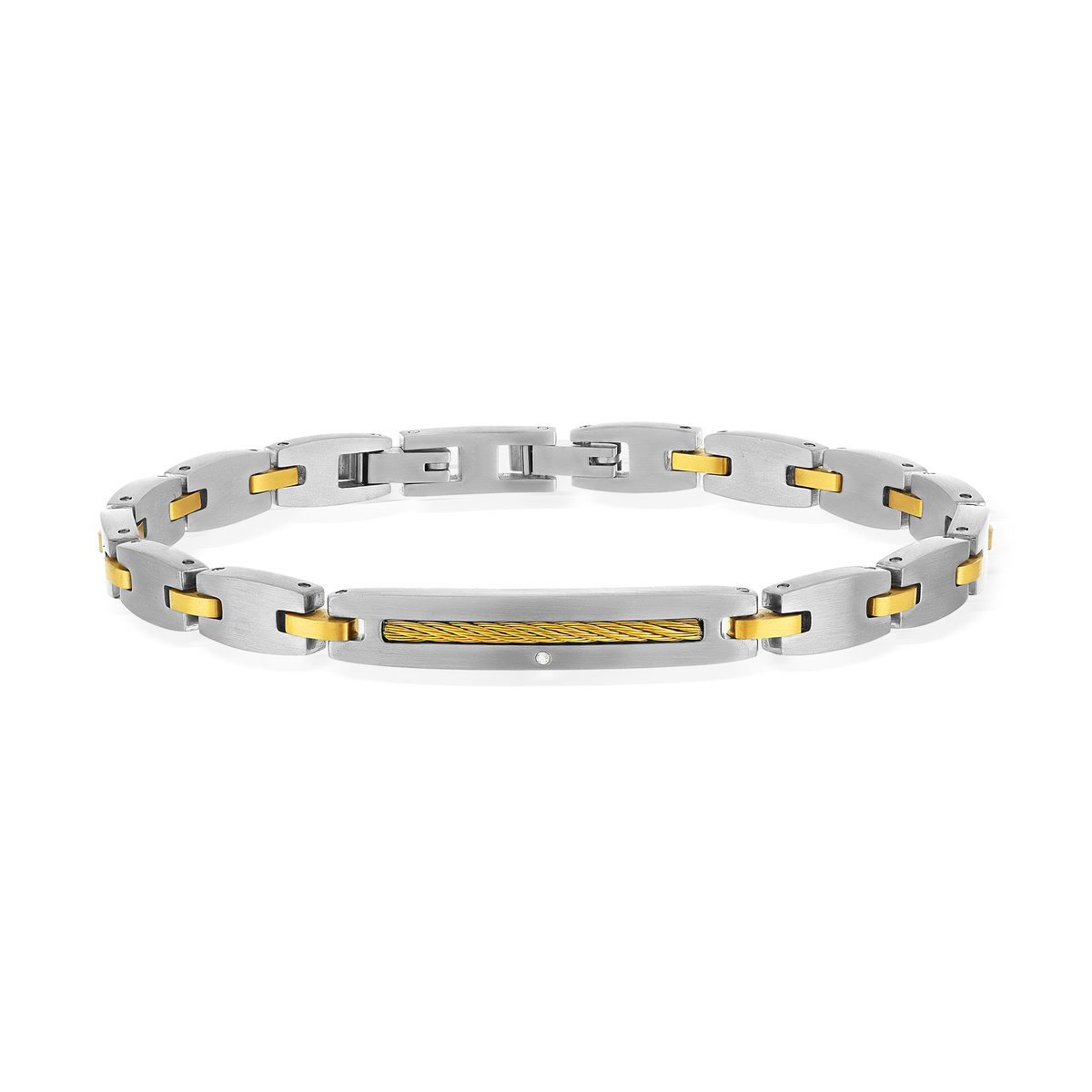 Bracelet acier bicolore doré jaune 21 cm