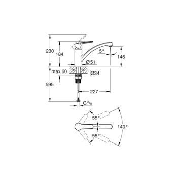 Grohe Quickfix keukenkraan Start lage uitloop chroom