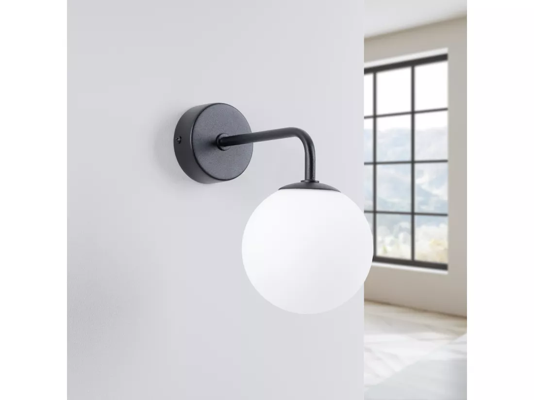 Applique Astral minimaliste en acier/verre - 1 sources lumineuses - L.10 x H.21 cm - noir/blanc