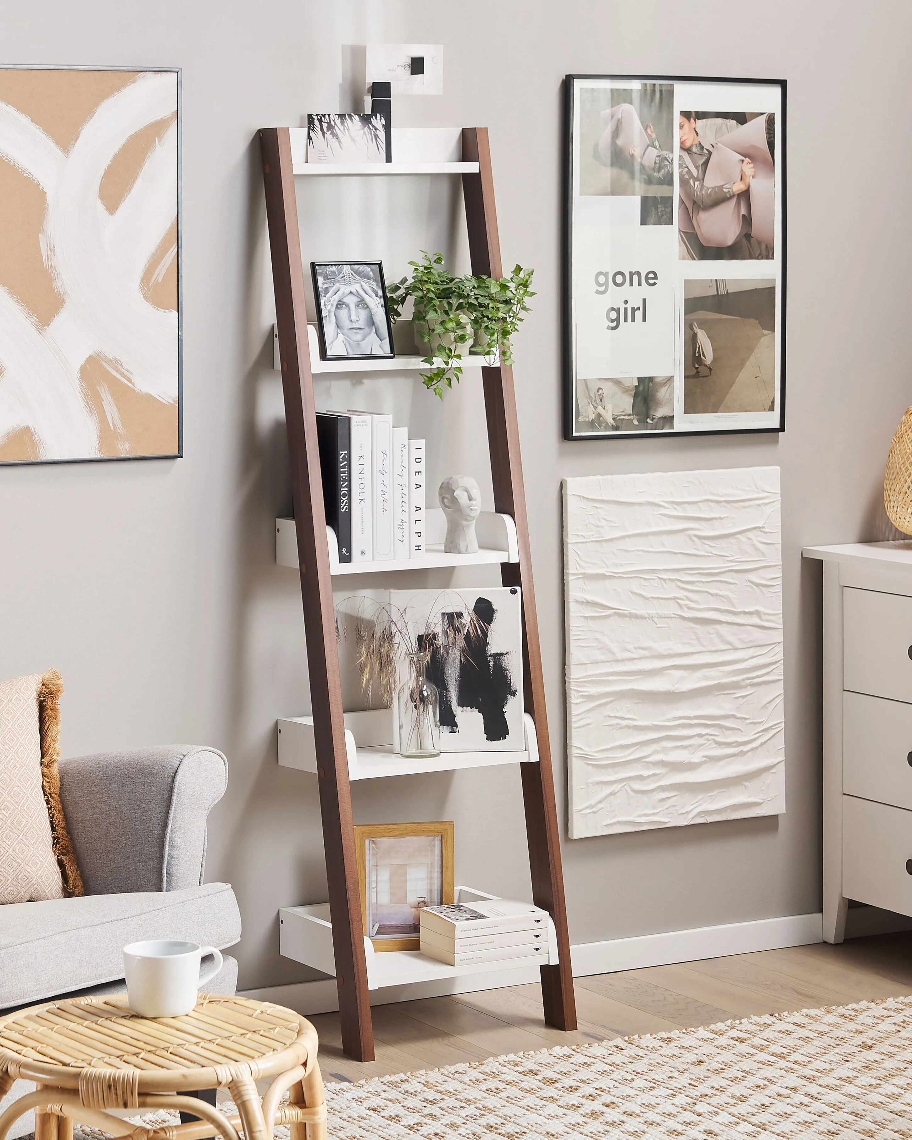 Opbergkast met 5 planken MOBILE DUO 166 cm Bruin/wit