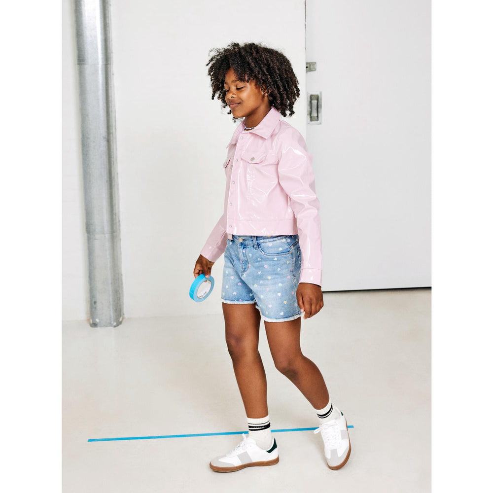 Køb Name It Medium Blue Denim Rose High Waist Mom Denim Shorts Noos