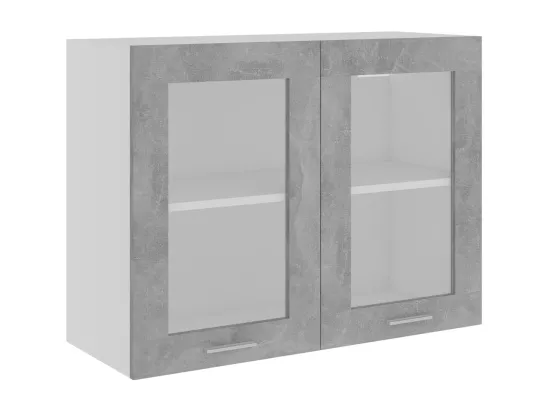 Armoire en verre suspendue Gris béton Bois d'ingénierie