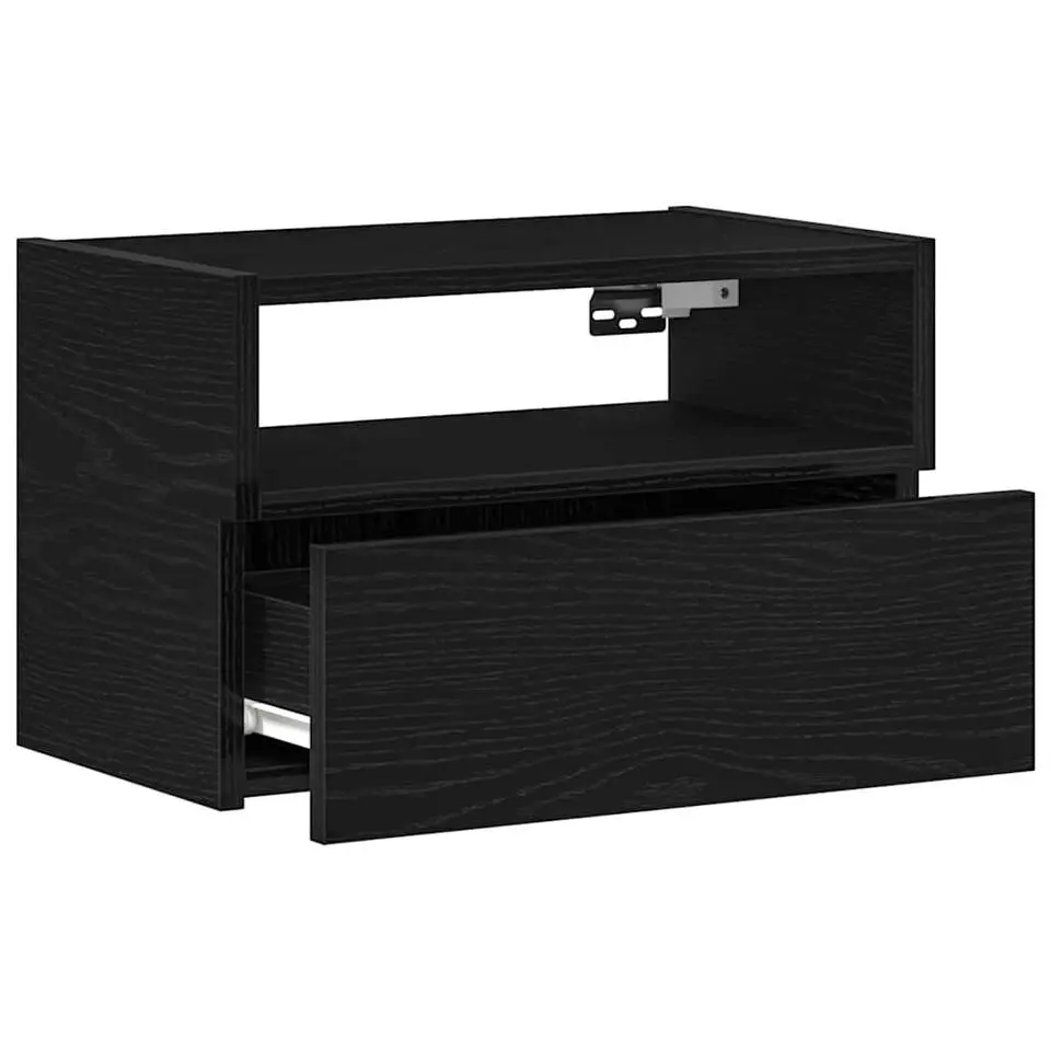 vidaXL - Zwevend Nachtkastjes met lade - Zwart - 45x26x28.5 cm - Set van 2