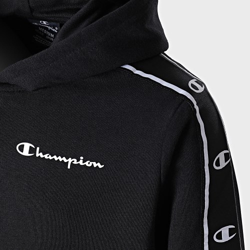 Sweat Capuche Zippé Enfant A Bandes 306321 Noir