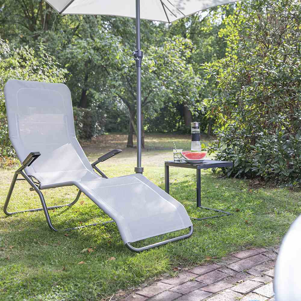 Sonnenliege ANCO - hellgrau-anthrazit - klappbar - 144 cm