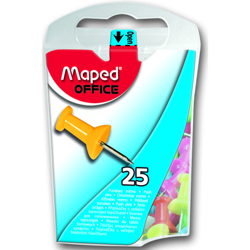 Punaises mémo maped 10 mm coloris assortis boîte 25