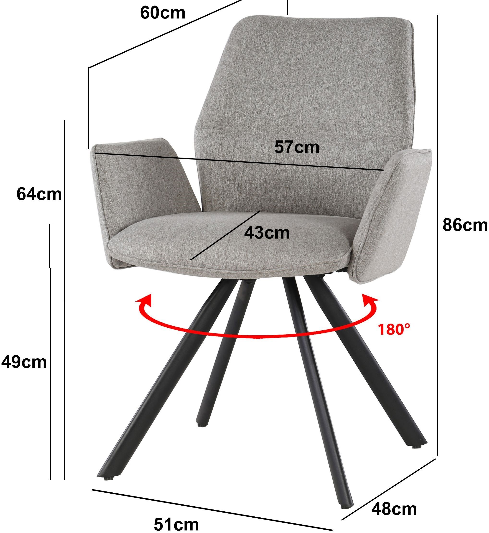 Eetkamerstoel Taupe Diana B57 x D60 x H86 cm