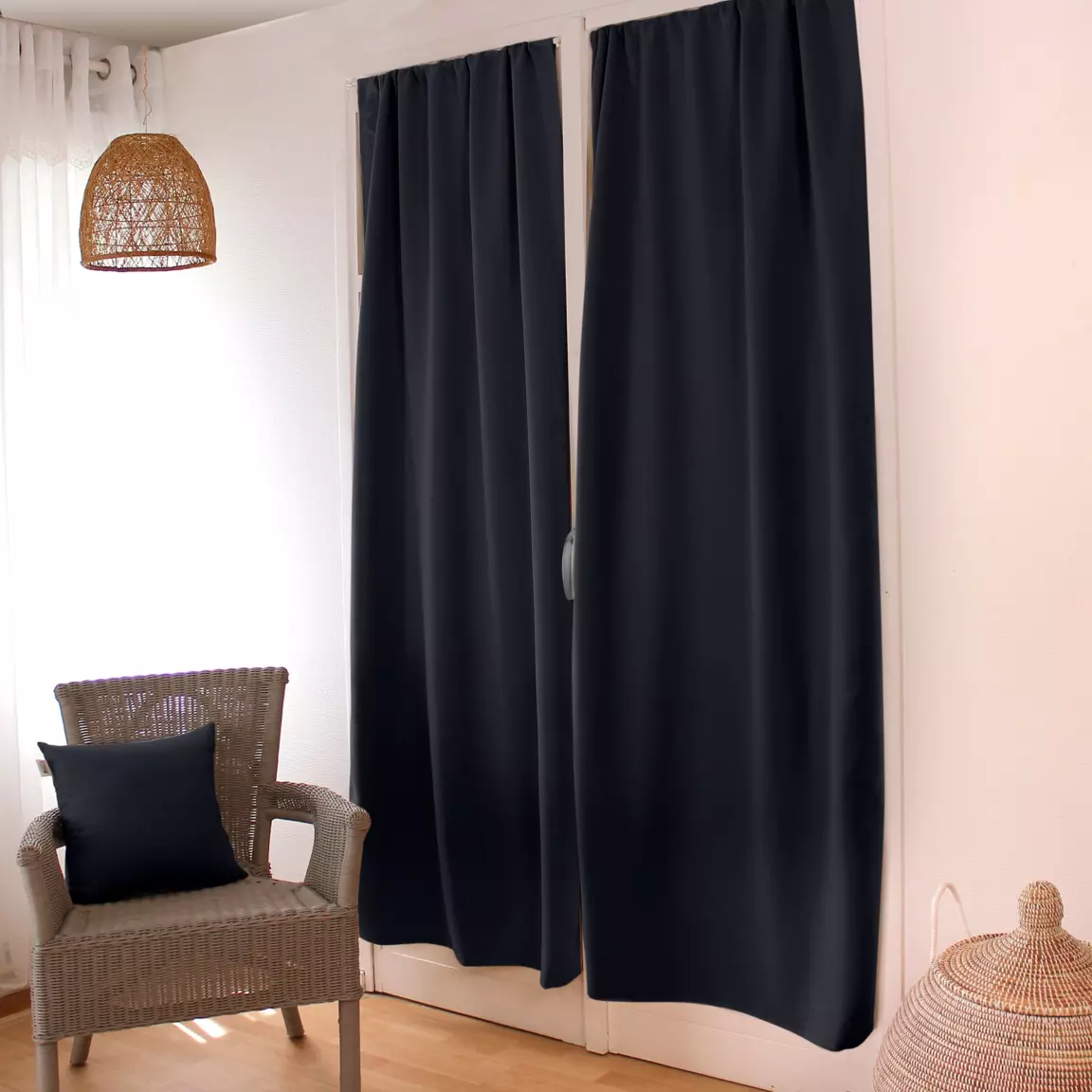 Rideau occultant passe-tringle (90 x 210 cm) Night Noir
