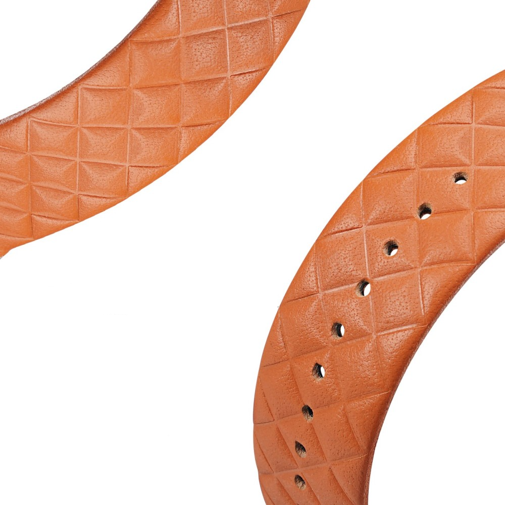 Apple Watch (49/46/45/44 mm) Ersatz Echtleder Armband mit Rautenmuster (Gelenkumfang: 160-230mm) - Orange