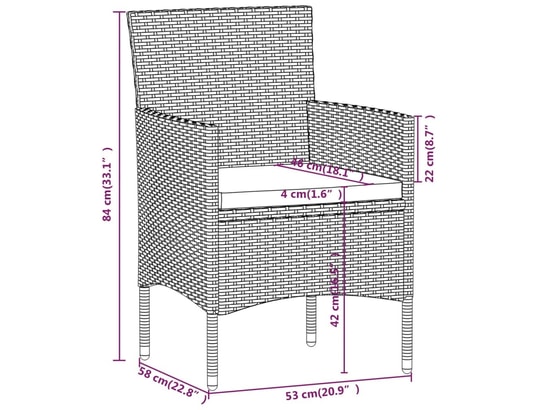 LES TENDANCES - Ensemble table et chaises de jardin-brun-4 places-379350