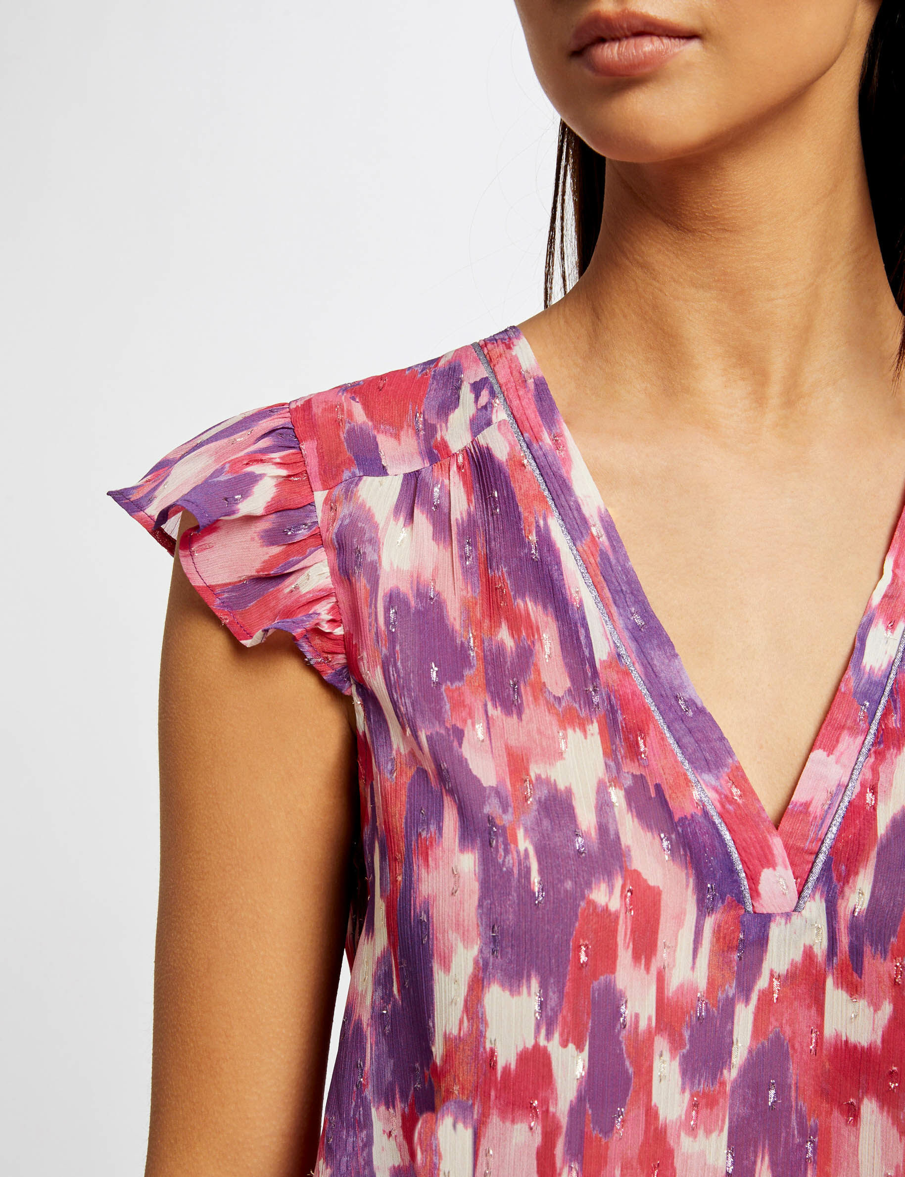 Blouse manches courtes imprimé abstrait multico femme - multico