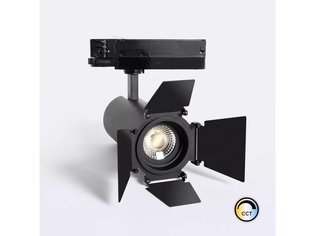 Spot LED Fasano Cinéma 30W CCT pour Rail Triphasé Dimmable Noir (2700K - 3200K - 4000K) Sélectionnable