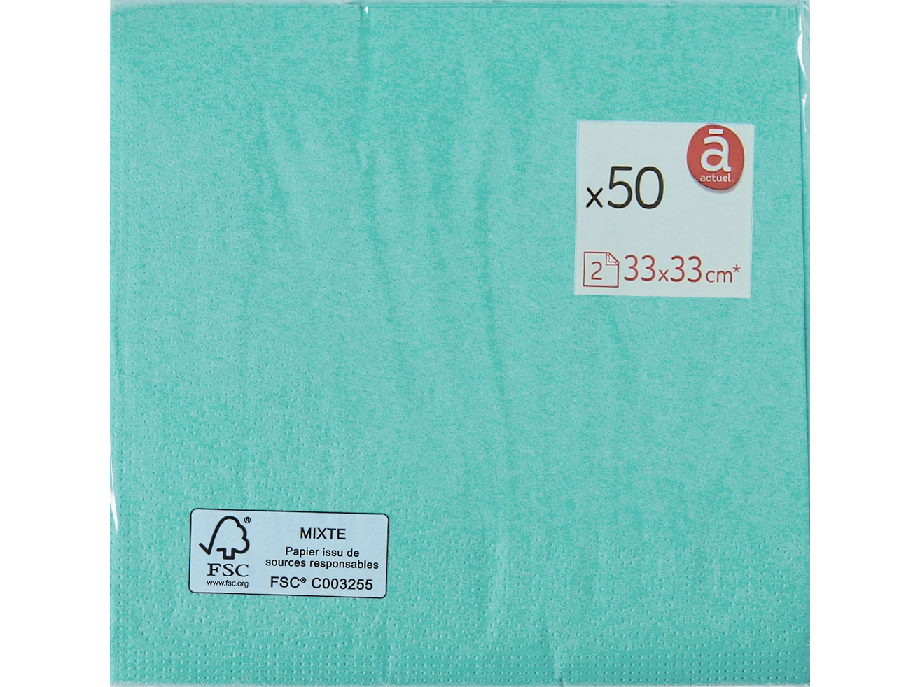 GUARDANAPOS FOLHA DUPLA ACTUEL AZUL 33X33CM 50 UNIDADES