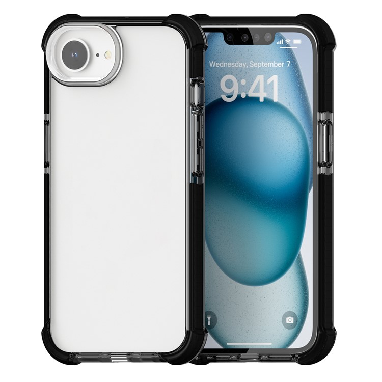 iPhone 16e Hybrid Bumper Hülle mit Air Cushion Fallschutz - Schwarz / Transparent