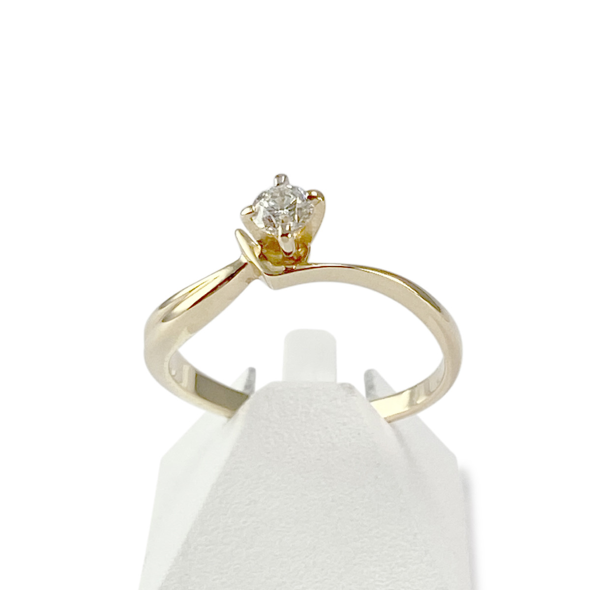 Solitaire d'occasion or 750 jaune diamant 0.15 carat