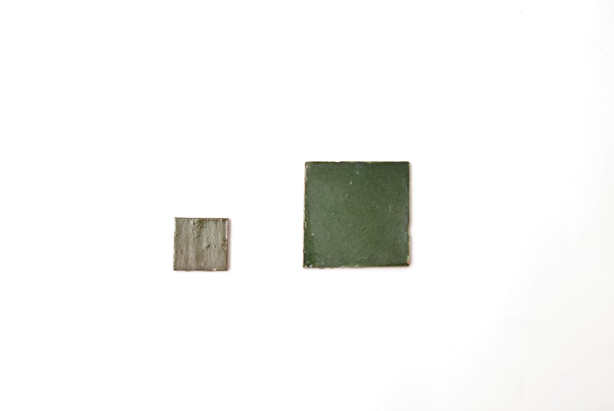 handglasierte Kachel, jadegrün, T 5 cm, B 5 cm, H 1 cm von fischer's lagerhaus