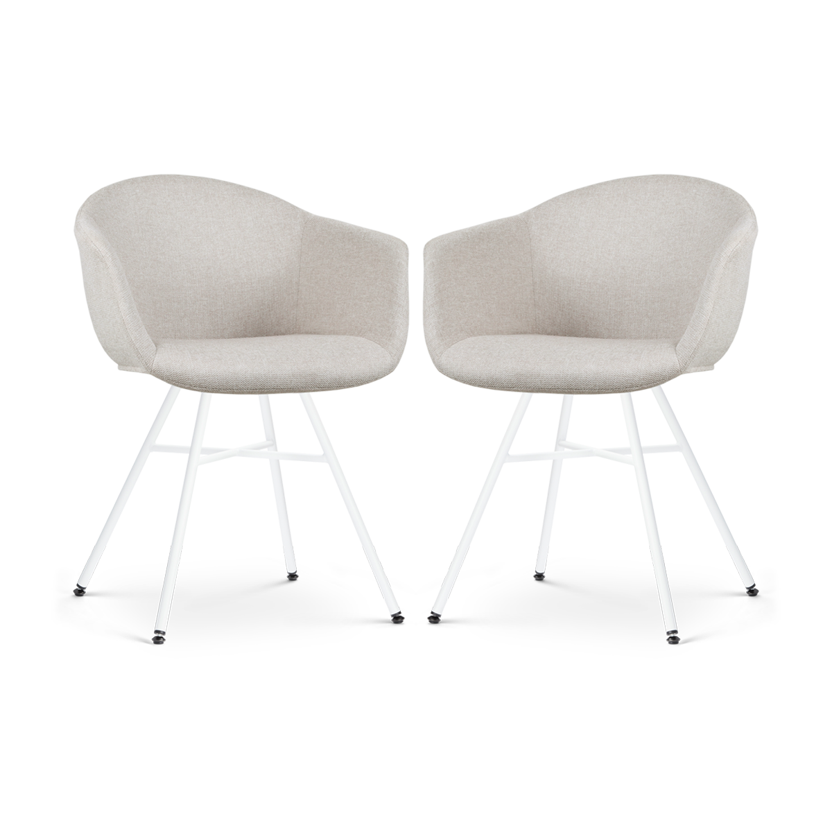 Eetkamerstoel Noa-Otis beige - wit onderstel - set van 2