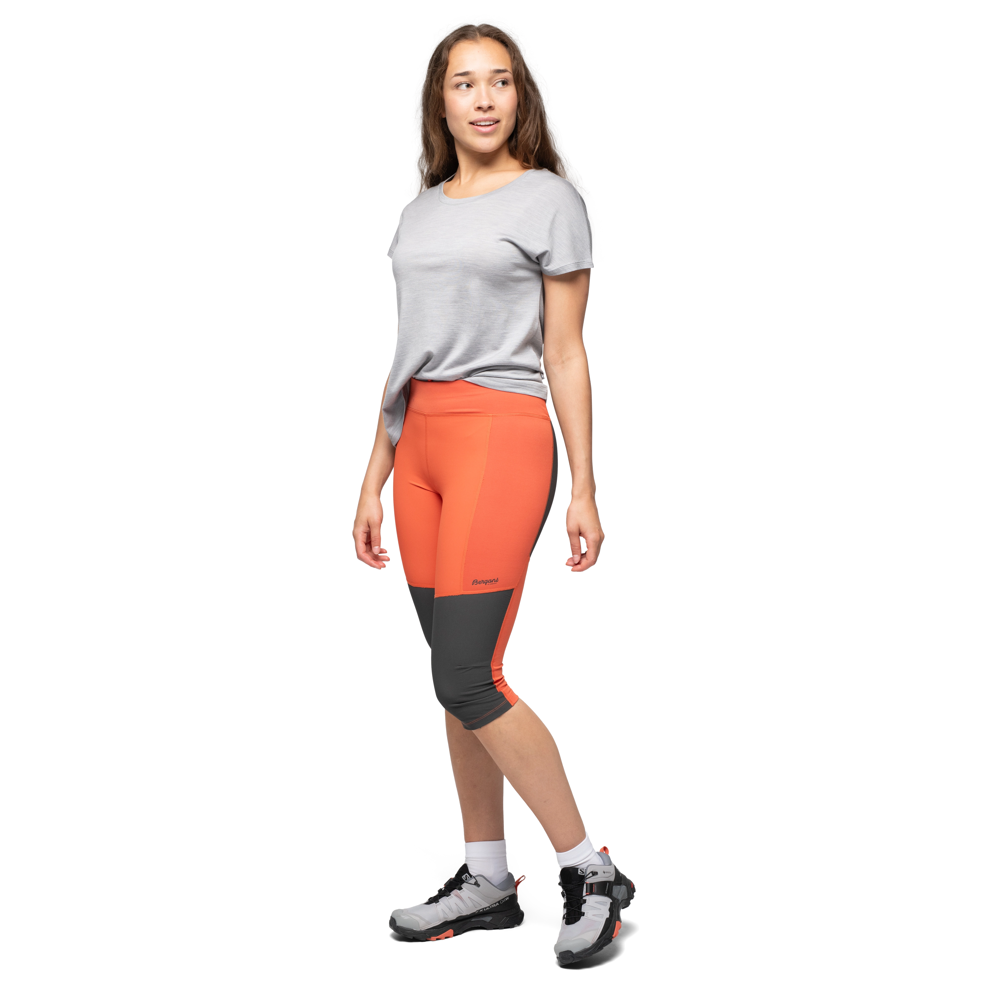 Fløyen ¾ Outdoor Tights Women Brick / Solid Charcoal