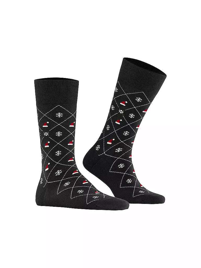 BURLINGTON Herren Socken X-MAS ARGYLE 40-46 black schwarz