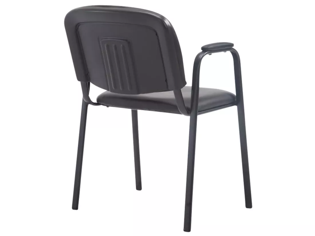 Lot de 4 Chaise de salle à manger - Similicuir & Métal noir mat - Noir - Ken Pro
