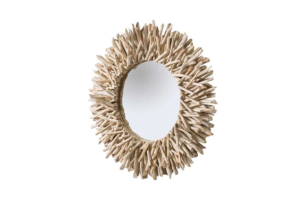 Handgearbeiteter Teakholz Spiegel RIVERSIDE 80cm natur Treibholz