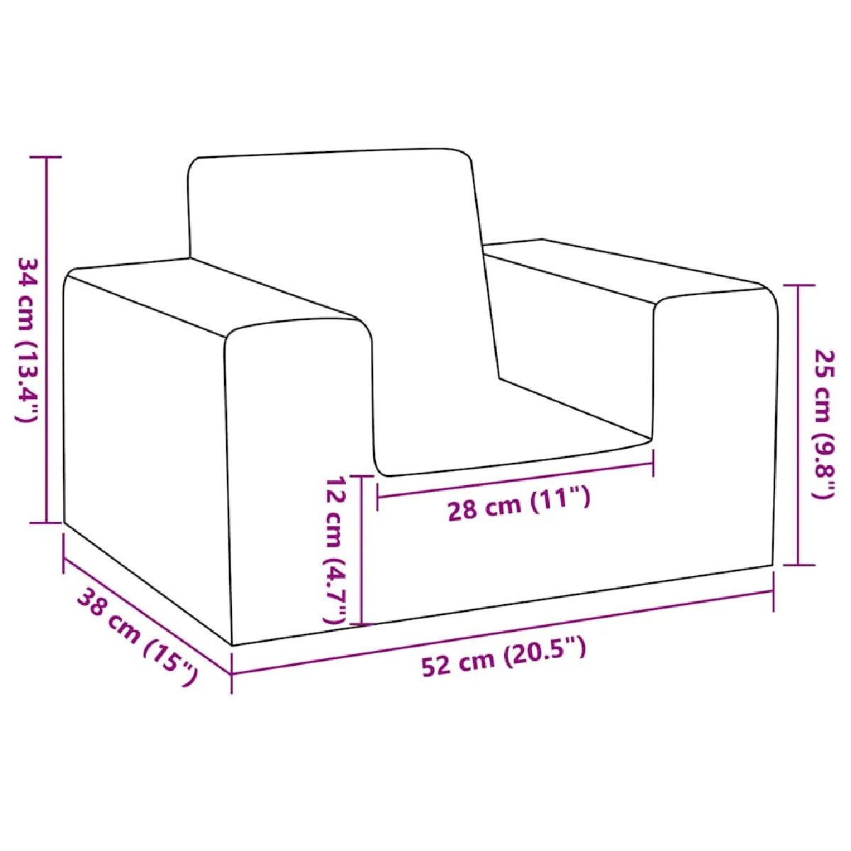 vidaXL Canapé Enfant Anthracite