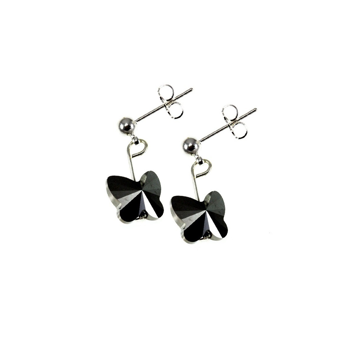 Boucles d'oreilles papillons SC Crystal ornées de Cristaux scintillants