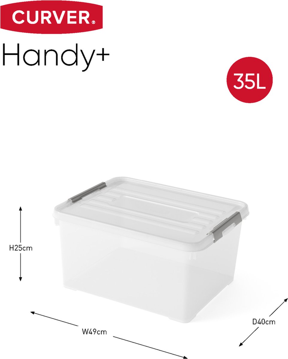 Curver Handy+ 35 liter opbergbox met deksel - 3 stuks