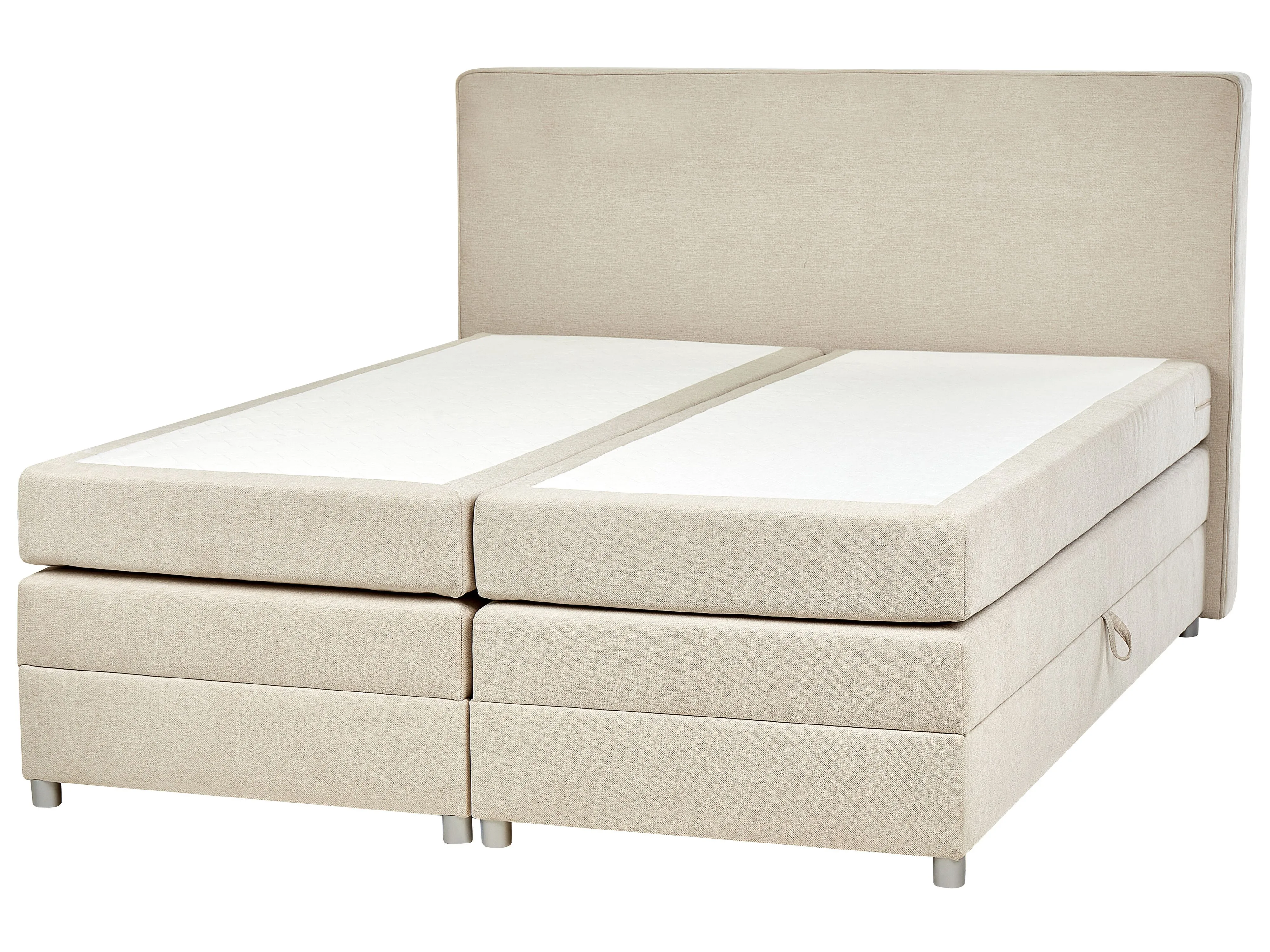 Boxspring met opbergruimte Stof MINISTER 180 x 200 cm Lichtbeige